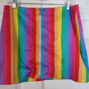 SHEINX Rainbow Zip Mini Skirt Size L